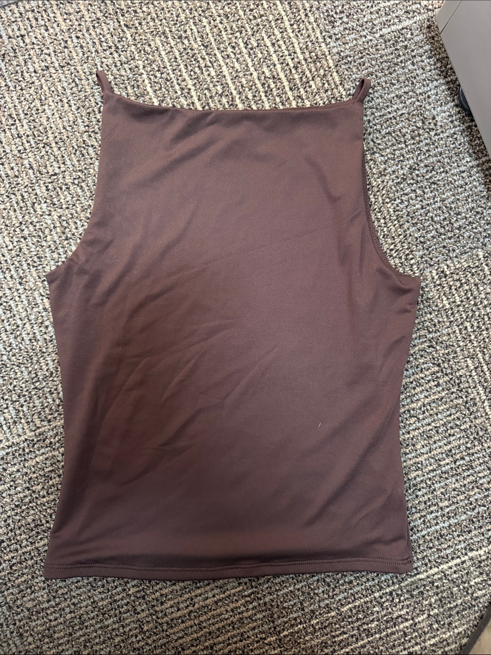 Square-Neck Brown Tank Top — Sleek Everyday Layering